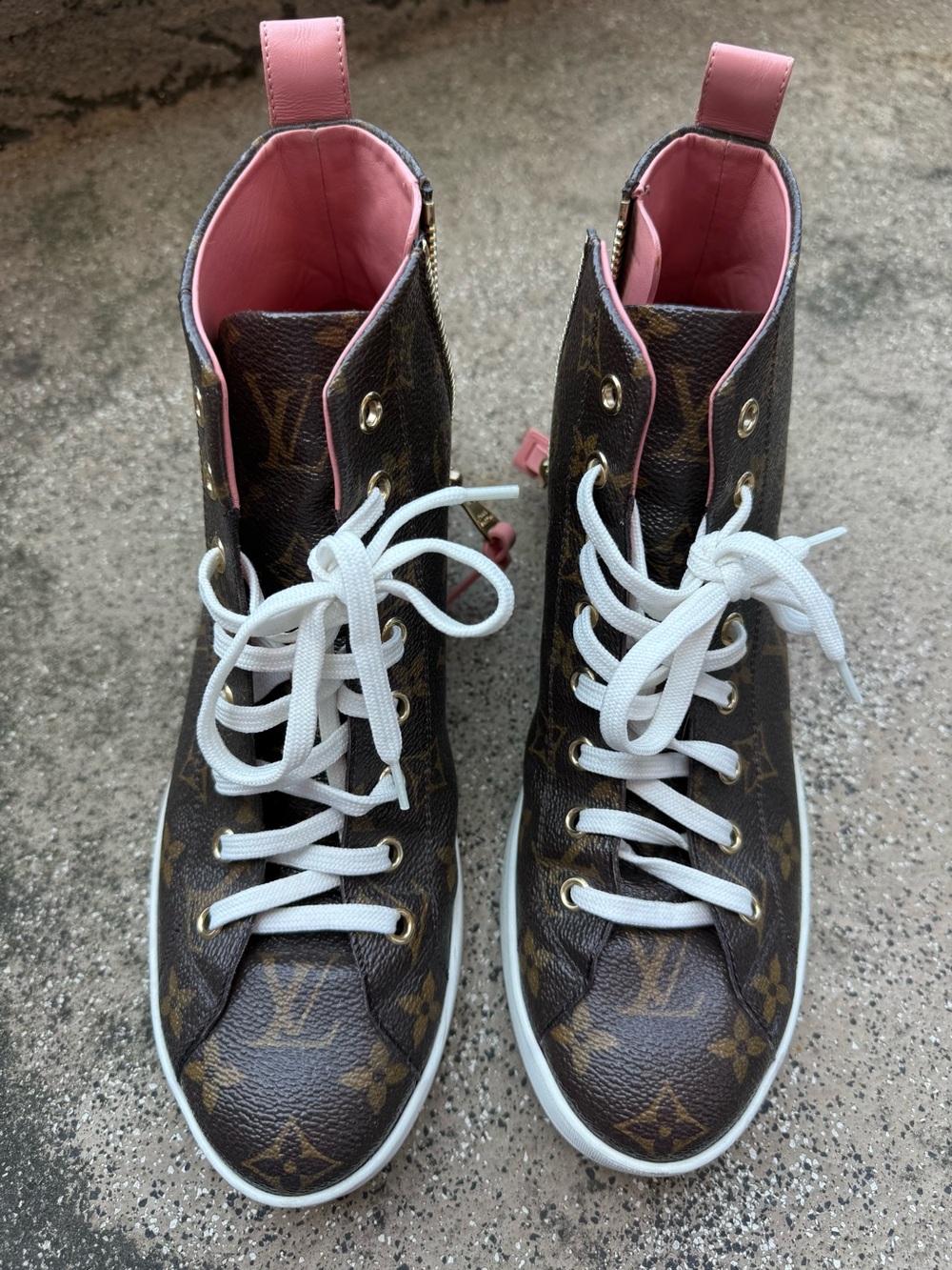 Louis Vuitton Monogram Canvas High-Top Sneakers - Pink Lining - EU 37.5 / US 7.5
